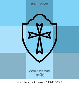 Web line icon. Shield.