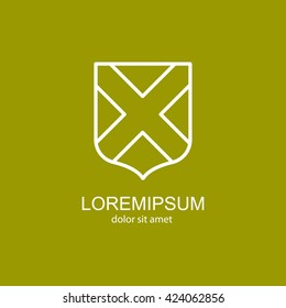 Web line icon. Shield.
