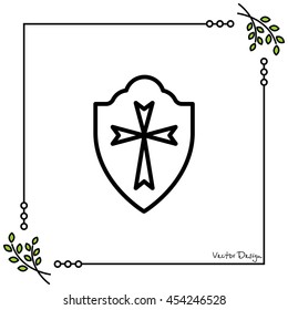 Web line icon. Shield.