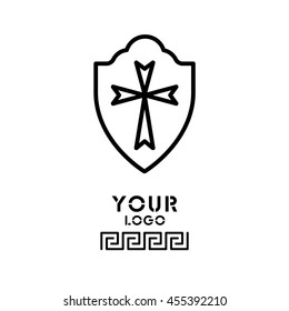 Web line icon. Shield.