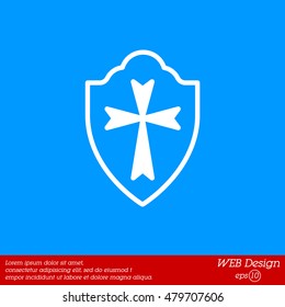 Web line icon. Shield.