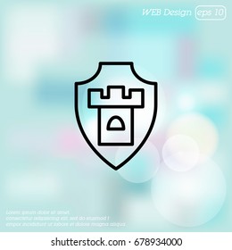 Web line icon. Shield.