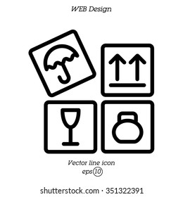 Web line icon. Signs on packages