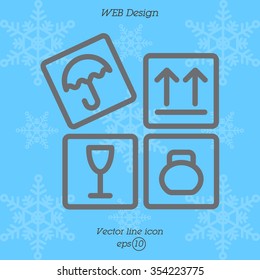 Web line icon. Signs on packages