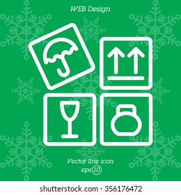 Web line icon. Signs on packages