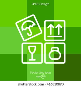 Web line icon. Signs on packages
