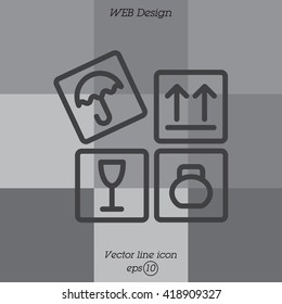 Web line icon. Signs on packages