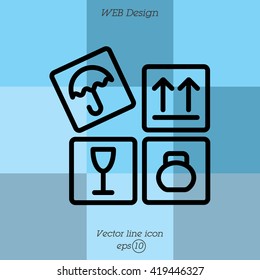 Web line icon. Signs on packages