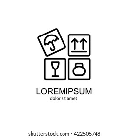 Web line icon. Signs on packages