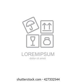 Web line icon. Signs on packages