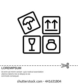 Web line icon. Signs on packages