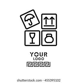 Web line icon. Signs on packages