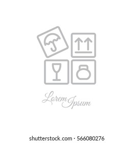 Web line icon. Signs on packages