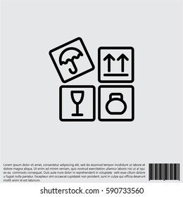 Web line icon. Signs on packages