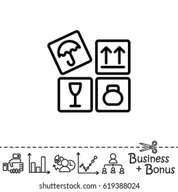 Web line icon. Signs on packages