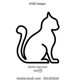 Web line icon. Silhouette of cats; cat