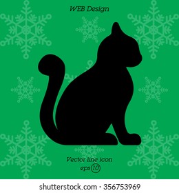 Web line icon. Silhouette of cats; cat