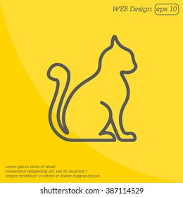 Web line icon. Silhouette of cats; cat