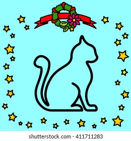Web line icon. Silhouette of cats; cat