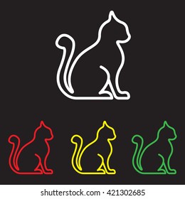 Web line icon. Silhouette of cats; cat