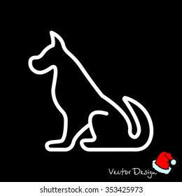 Web line icon. Silhouette of the dog