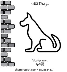 Web line icon. Silhouette of the dog