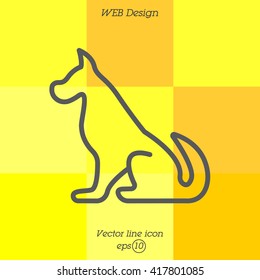 Web line icon. Silhouette of the dog