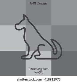 Web line icon. Silhouette of the dog