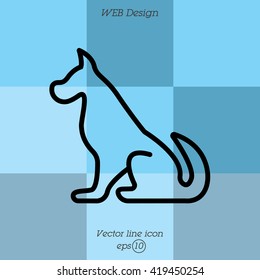 Web line icon. Silhouette of the dog