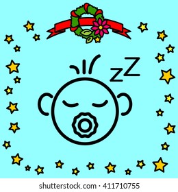 Web line icon. Sleeping child