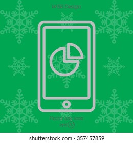 Web line icon. Smartphone with business graphs