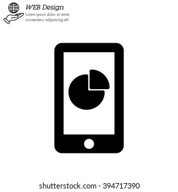 Web line icon. Smartphone with business graphs
