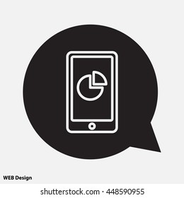 Web line icon. Smartphone with business graphs
