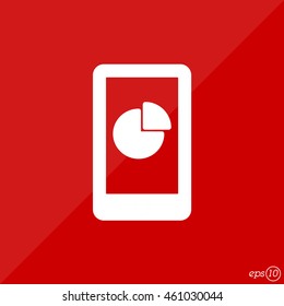Web line icon. Smartphone with business graphs