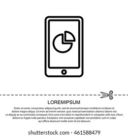 Web line icon. Smartphone with business graphs