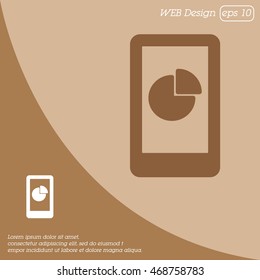 Web line icon. Smartphone with business graphs