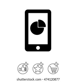 Web line icon. Smartphone with business graphs