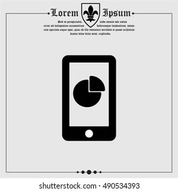 Web line icon. Smartphone with business graphs