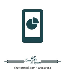 Web line icon. Smartphone with business graphs