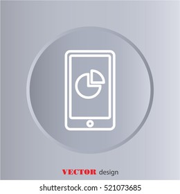 Web line icon. Smartphone with business graphs