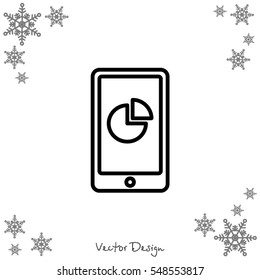 Web line icon. Smartphone with business graphs