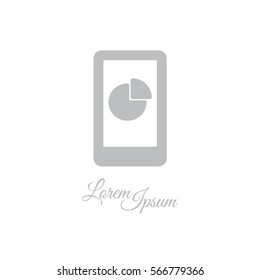 Web line icon. Smartphone with business graphs