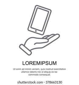 Web line icon. Smartphone in hand
