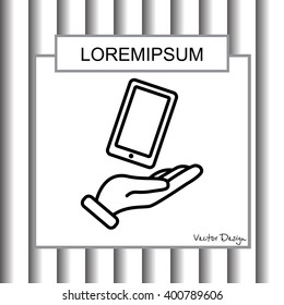 Web line icon. Smartphone in hand