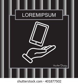 Web line icon. Smartphone in hand
