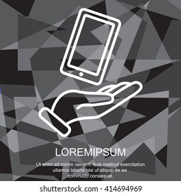Web line icon. Smartphone in hand
