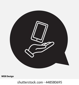 Web line icon. Smartphone in hand