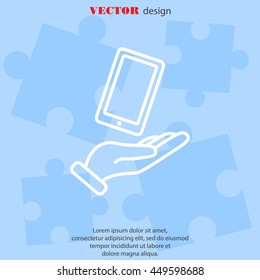 Web line icon. Smartphone in hand