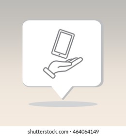 Web line icon. Smartphone in hand