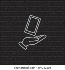 Web line icon. Smartphone in hand